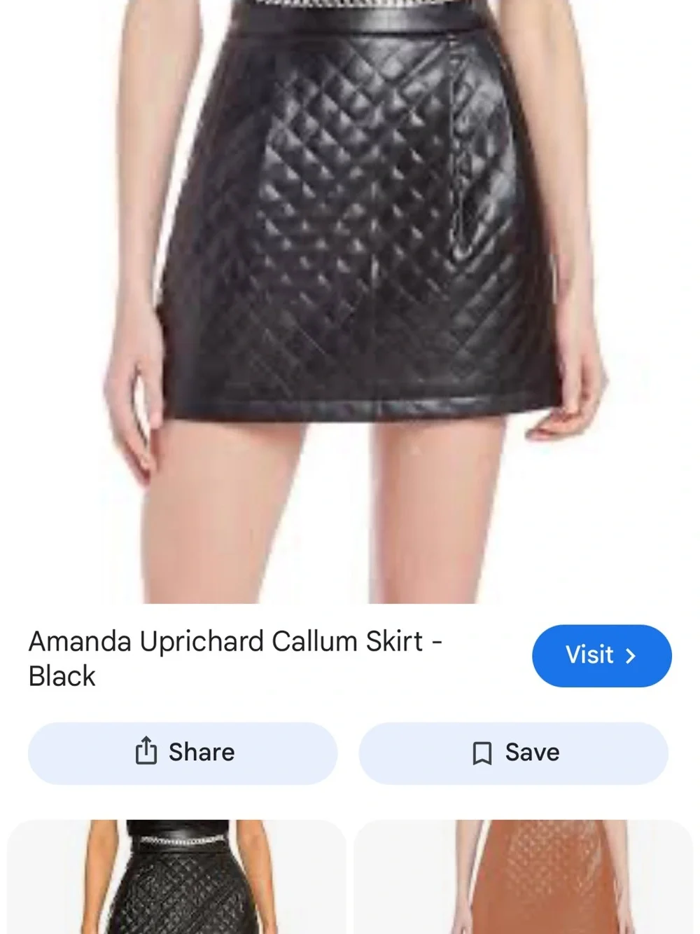 Amanda Uprichard Black Quilted A-Line Mini Skirt